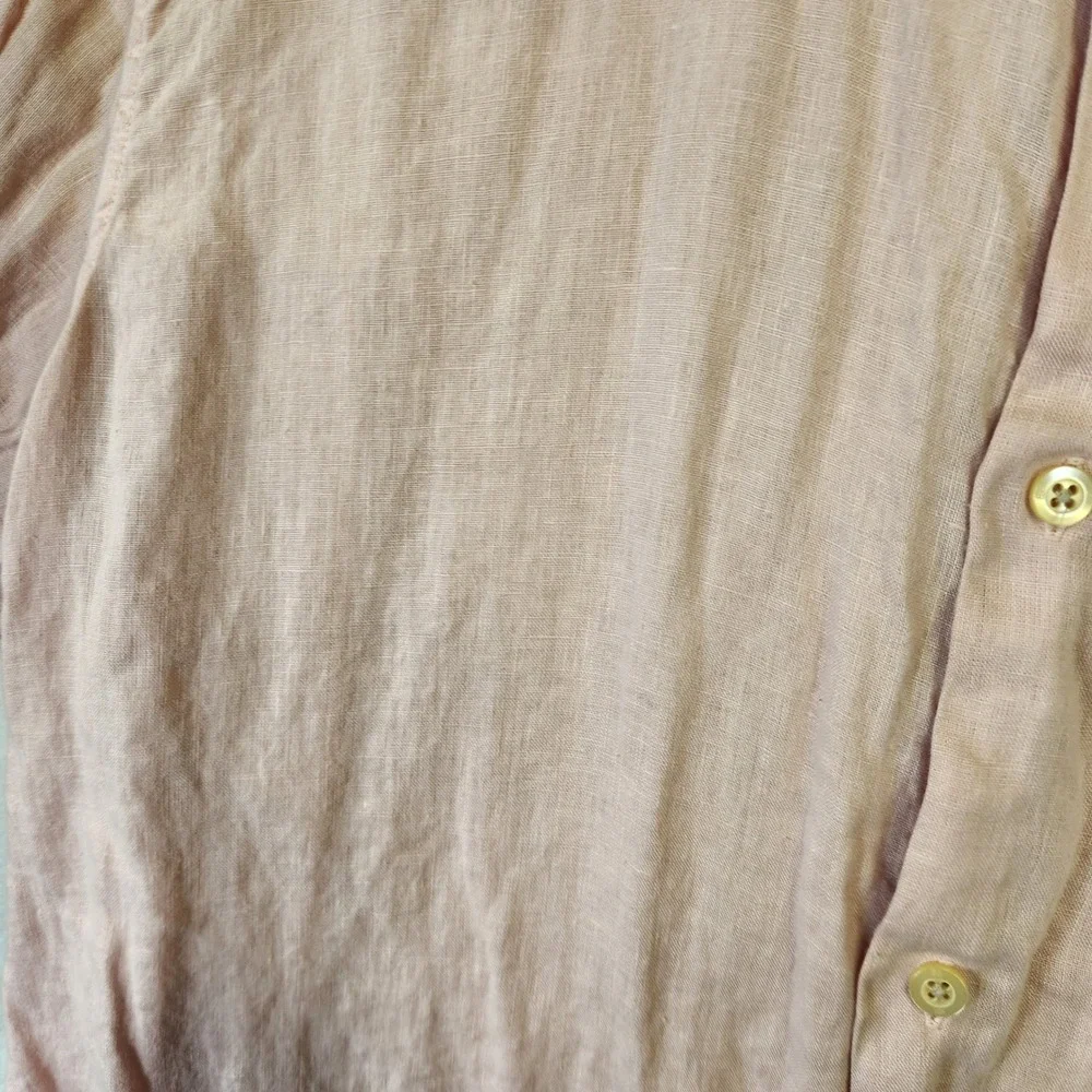 Banana Republic Garment Dye Linen Button Up Shirt Men XL Pink Long Sleeve Casual